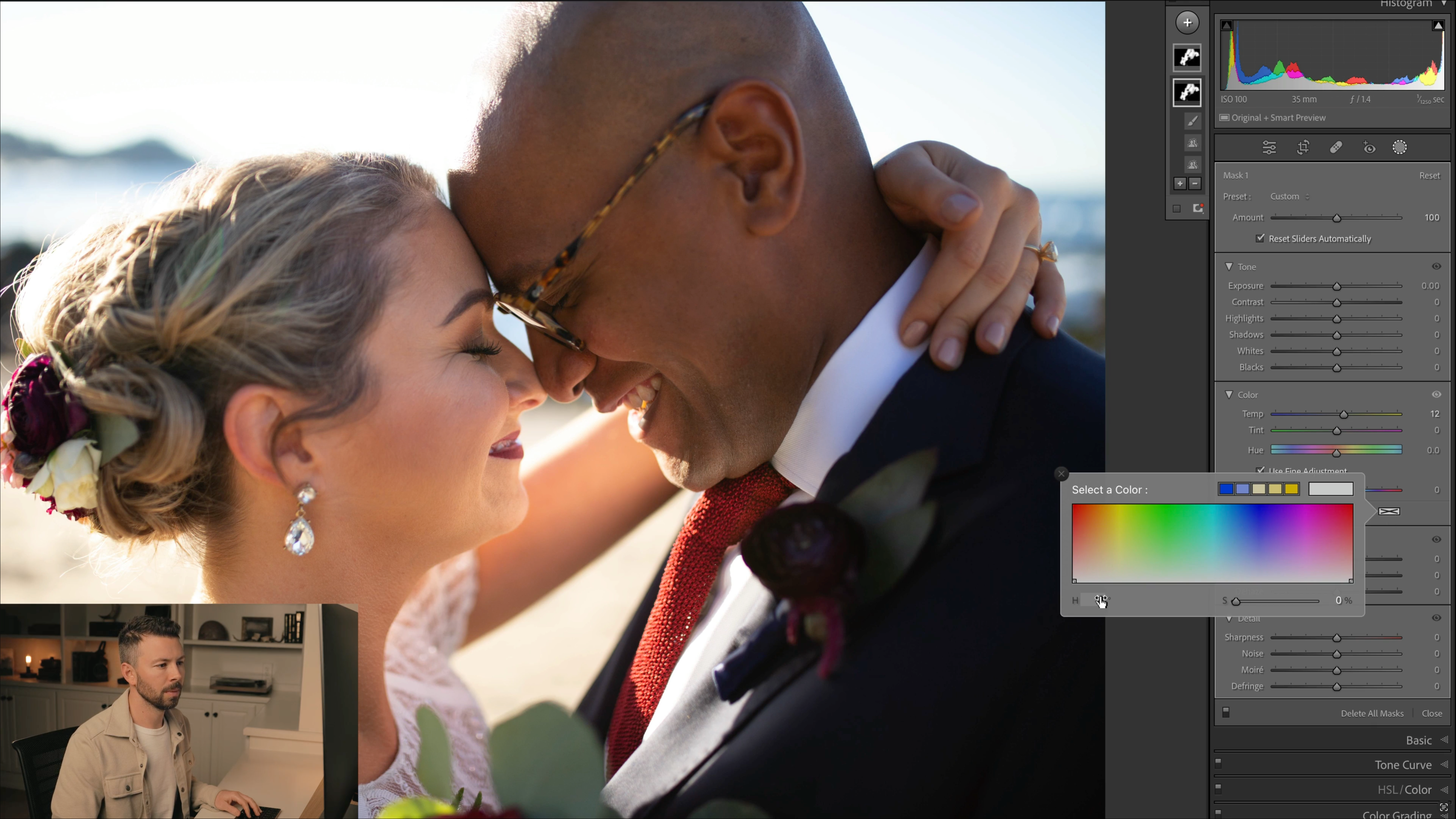 Using masks to precisely adjust skin tones, from The Colors module